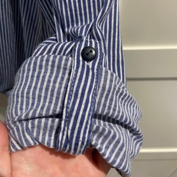 Blue & White Striped Button Down Shirt - Picture 3 of 7